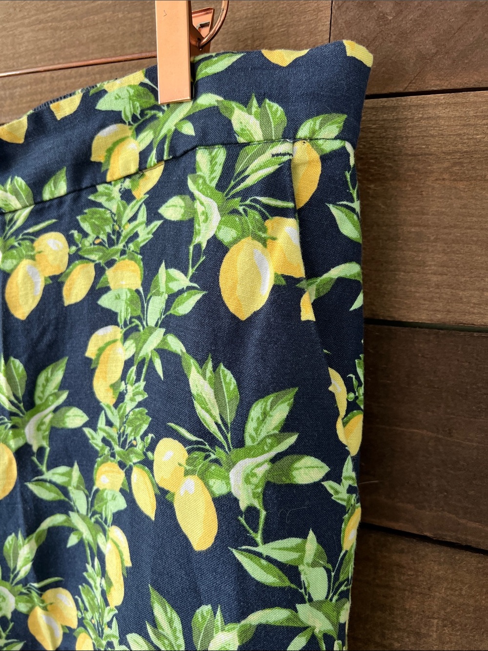 LOFT Women's Lemon Print Fluid Linen Wide Leg Crop Pants Size XXL - Picture 4 of 8